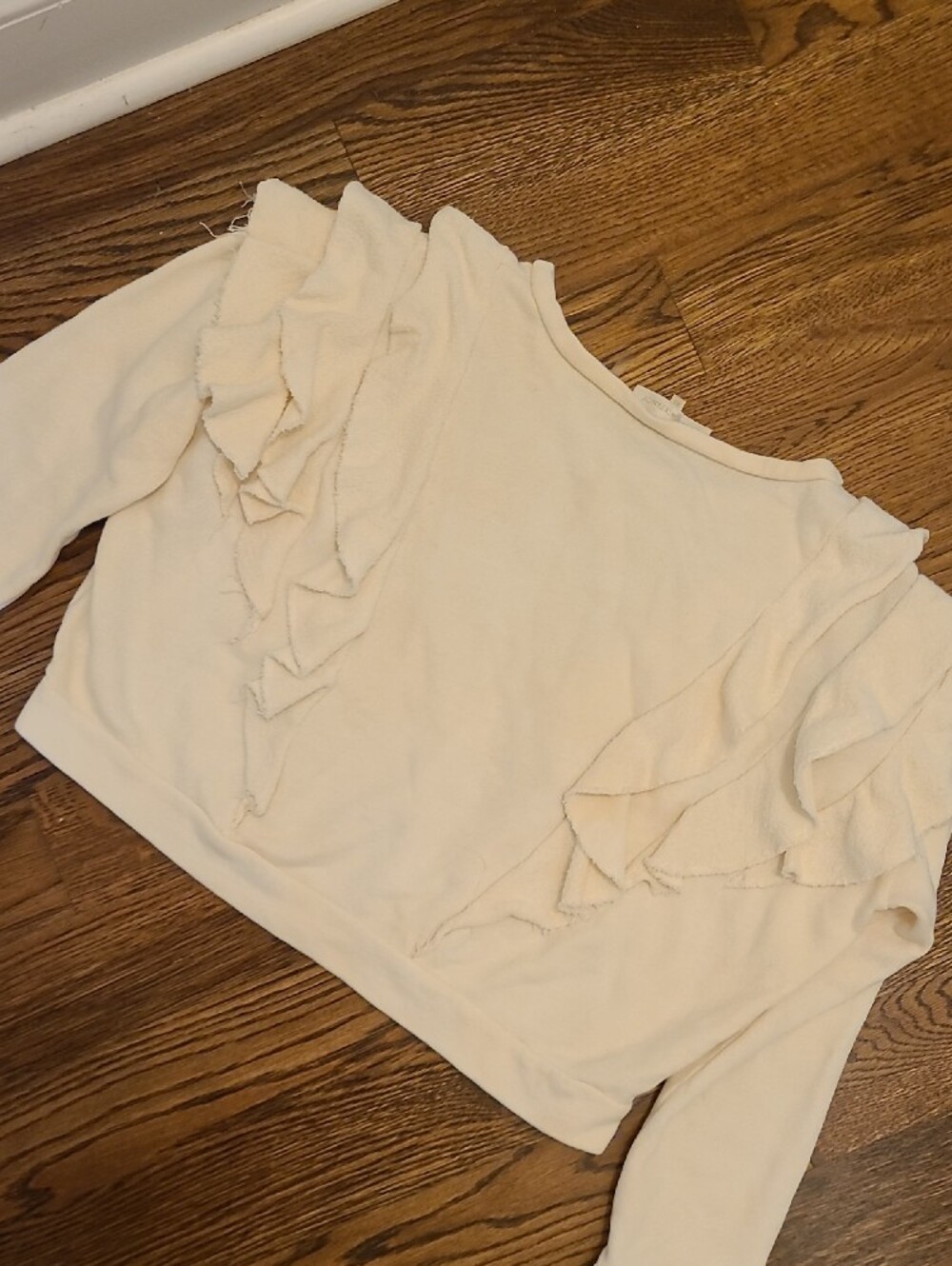 LoveShackFancy Cream Ruffle-Sleeve Pullover - Picture 5 of 5